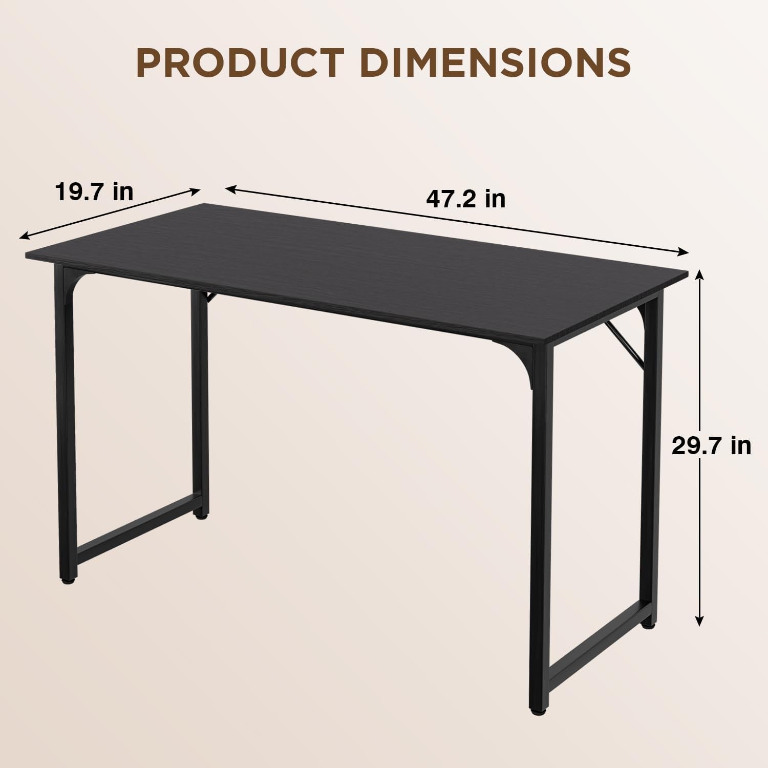 47 Inch Computer Desk Gaming Desk Multi-Function Writing Table Student Art Modren Simple Style PC Wood and Metal Desk Workstation, Black