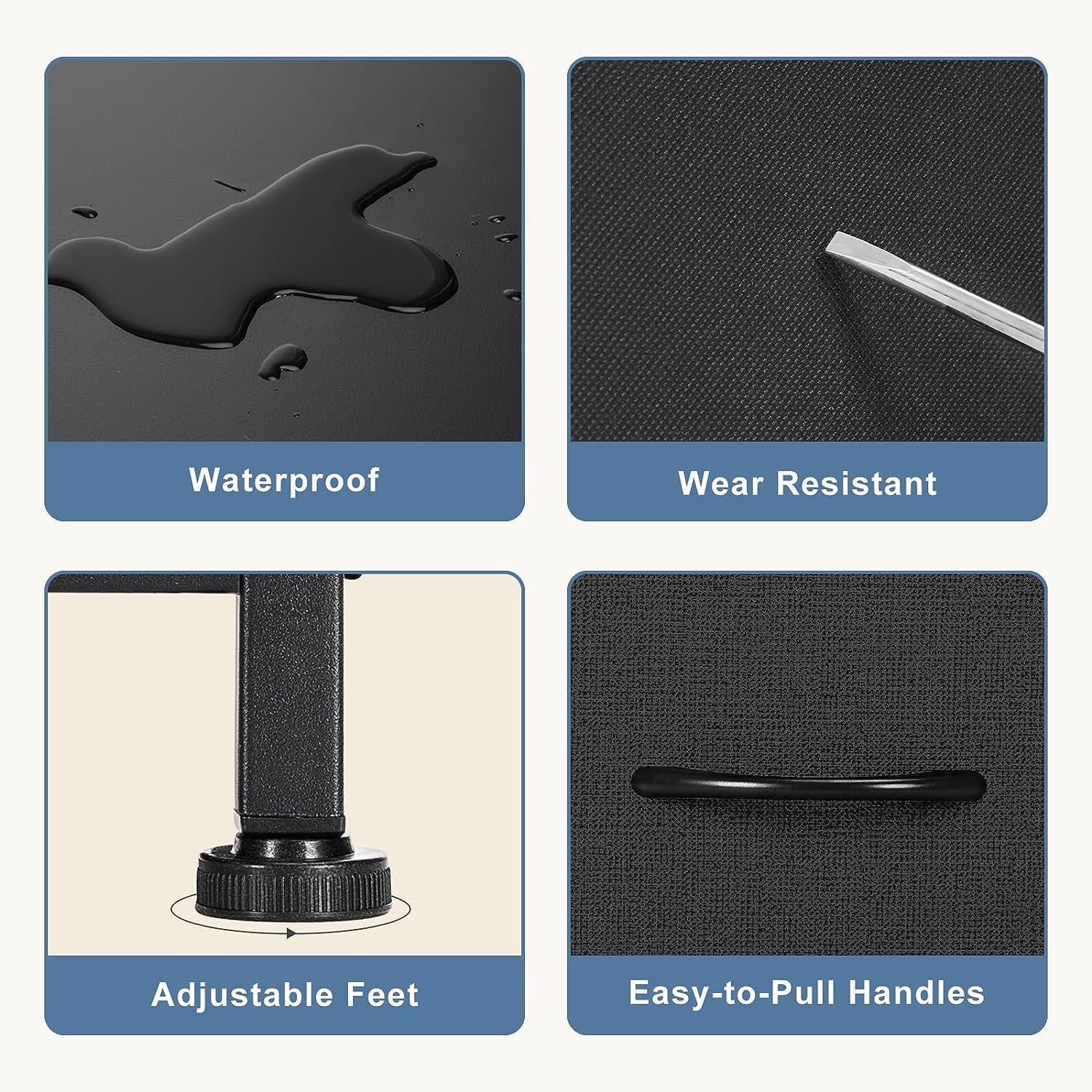 Dresser for Bedroom, Storage Organizer with 9 Drawers, Chest of Drawers with Fabric Bins, Sturdy Metal Frame, Wood Tabletop for Guest Room, Closet, Entryway, Nursery