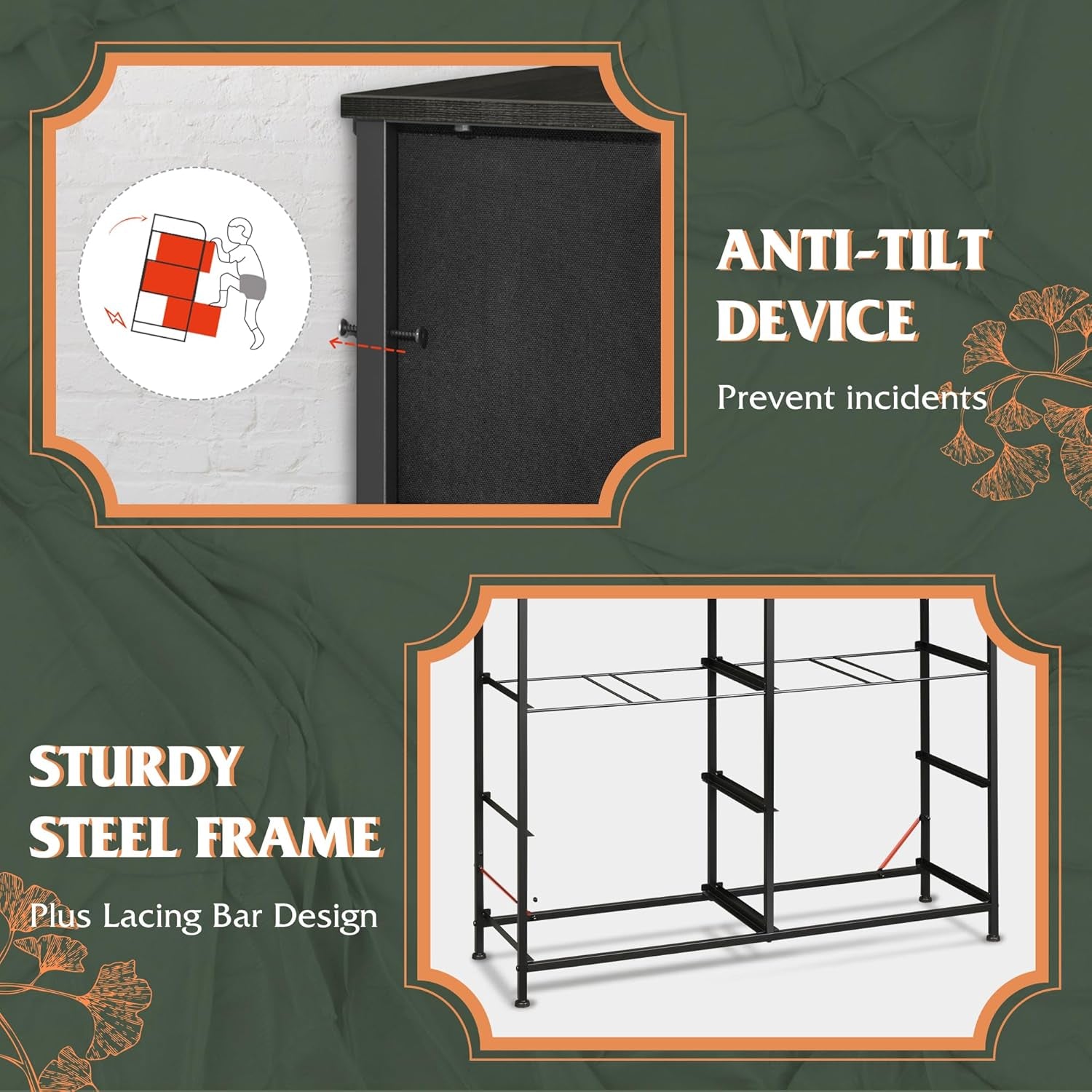 Dresser for Bedroom with 8 Drawers, Wide Fabric Dresser for Storage and Organization, Bedroom Dressers, Chest of Drawers for Living Room, Closet, Hallway, Charcoal Black Wood Grain Print