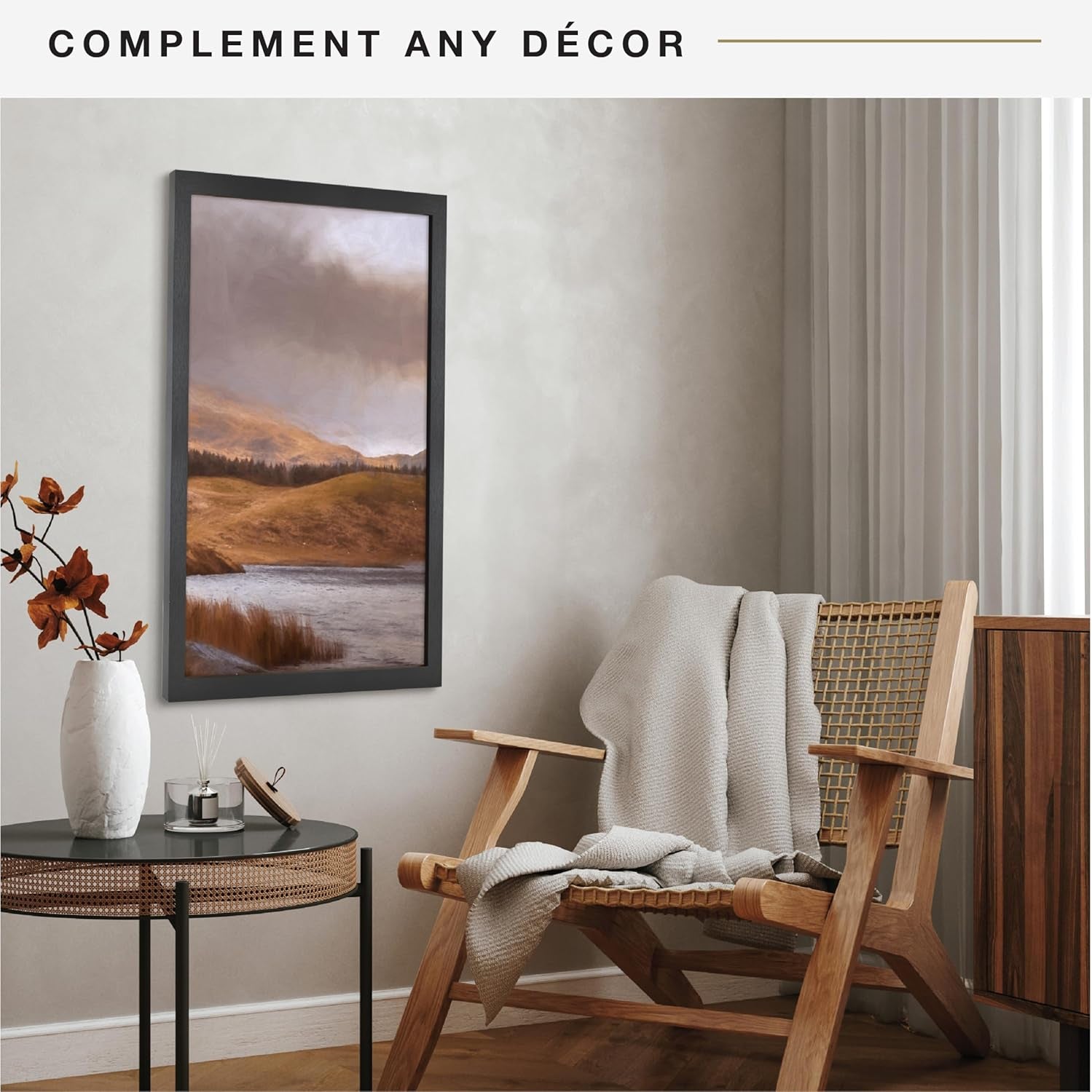 Studio Gallery 18X24 Poster Frame Black Woodgrain, Vertical & Horizontal Wall Hanging Large Picture Frame for Photos, Posters & Art Prints (1-Pack)