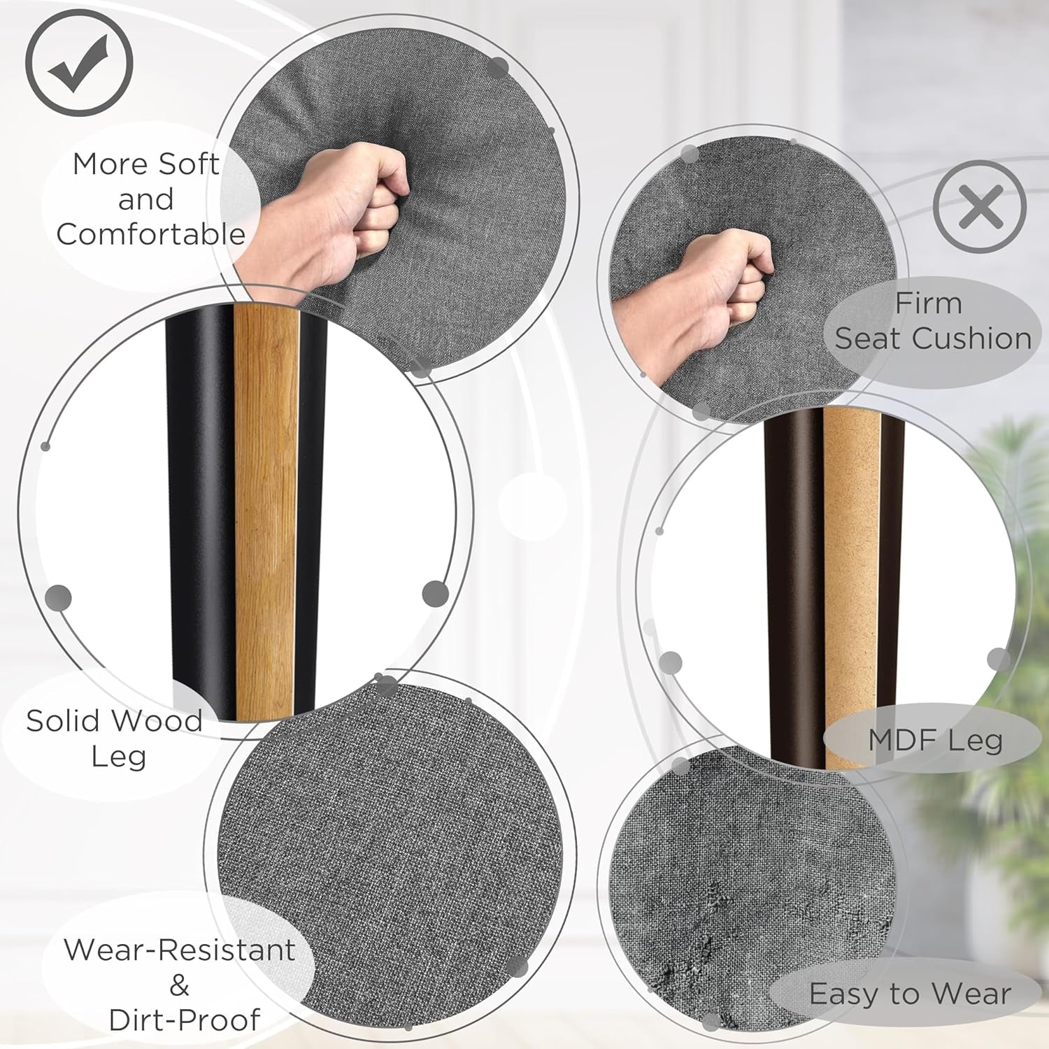 Modern Living Room Chair, Mid-Century Armchair Button Tufted Back and Wood Legs, Vintage Lounge Chair for Bedroom/Home Office/Study, Gray