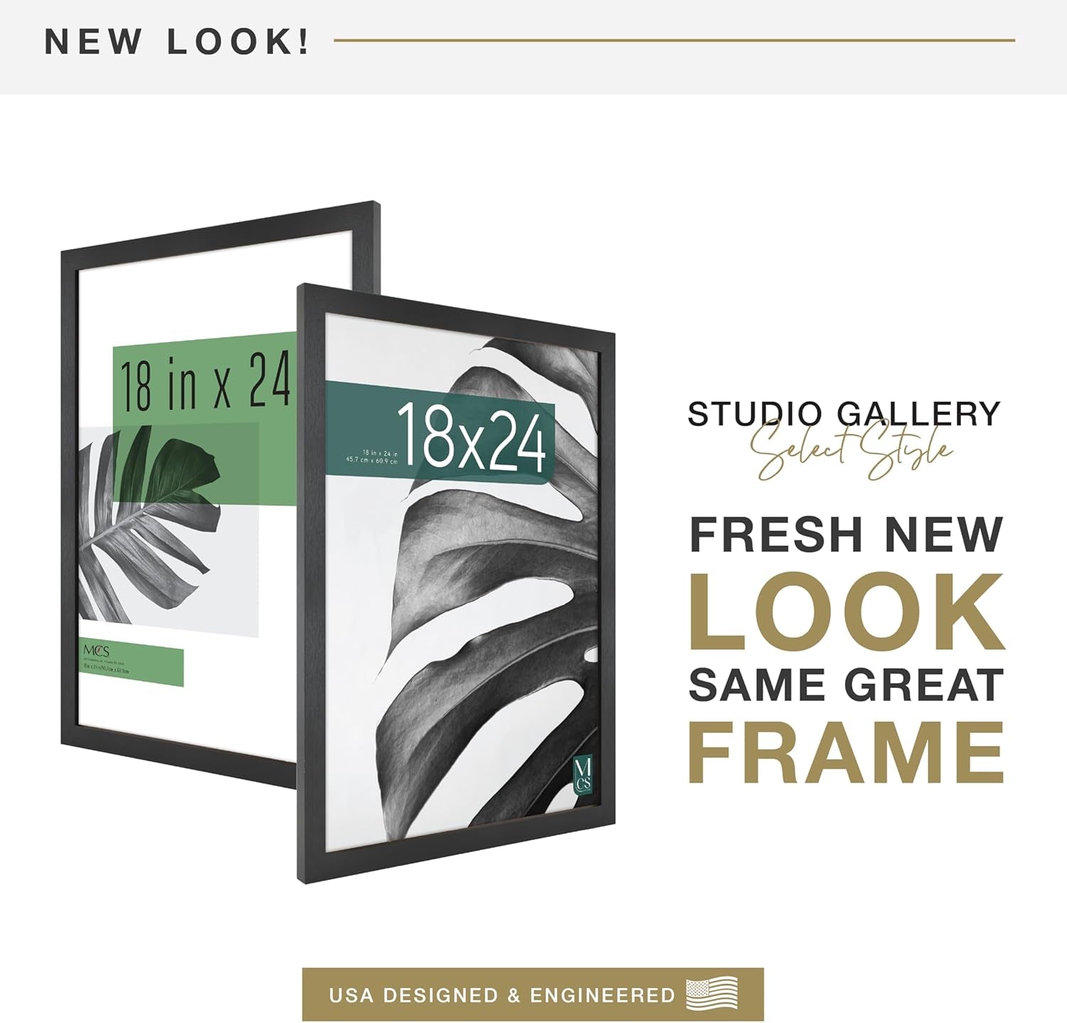 Studio Gallery 18X24 Poster Frame Black Woodgrain, Vertical & Horizontal Wall Hanging Large Picture Frame for Photos, Posters & Art Prints (1-Pack)
