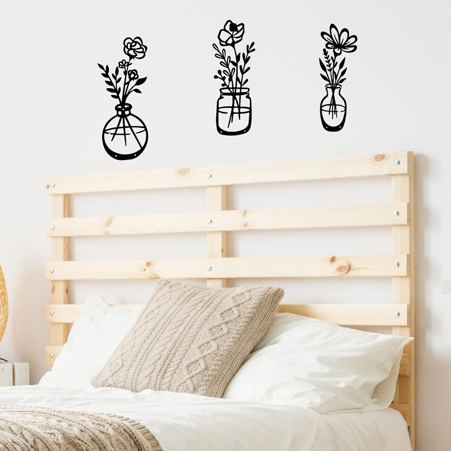 3 Pieces Black Metal Flowers Wall Decor - Mothers Day Gifts for Mom Wall Art Metal Wall Sculptures Hanging for Indoor Kitchen Bathroom Bedroom Living Room,14.56X5.9 Inches