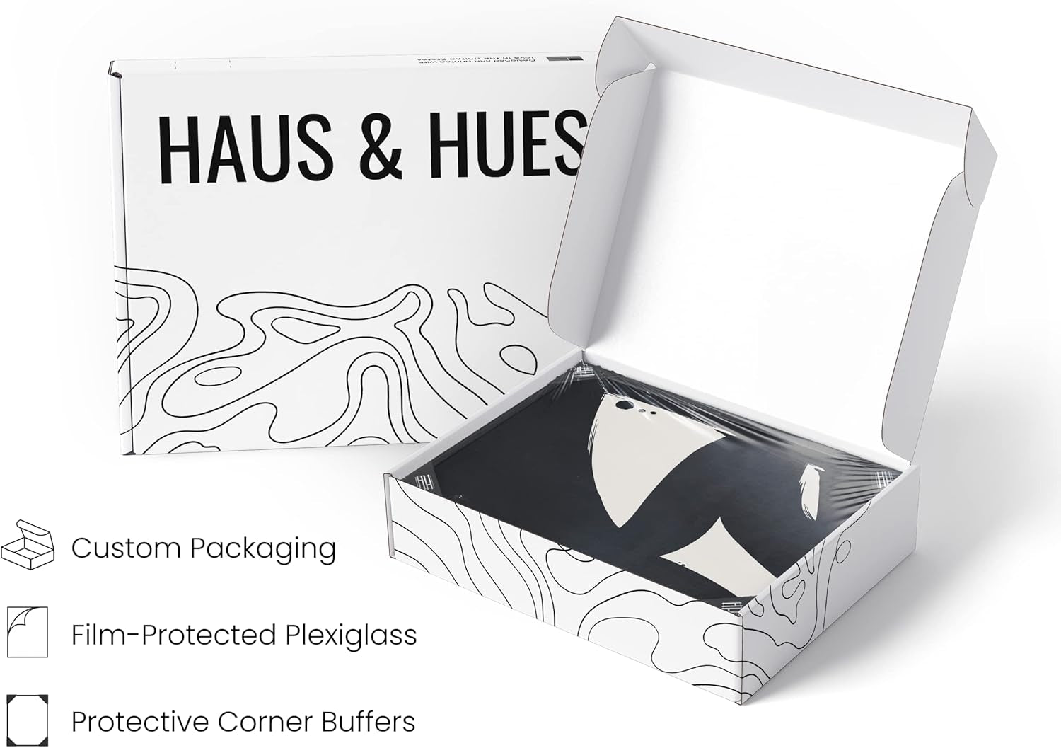 Black Abstract Painting Aesthetic Wall Art- Set of 6 Modern Abstract Wall Art, Black and Gray One Line Abstract Art, Geometric Print Wall Art, Minimalist Wall Art (Black Frame, 16X20)