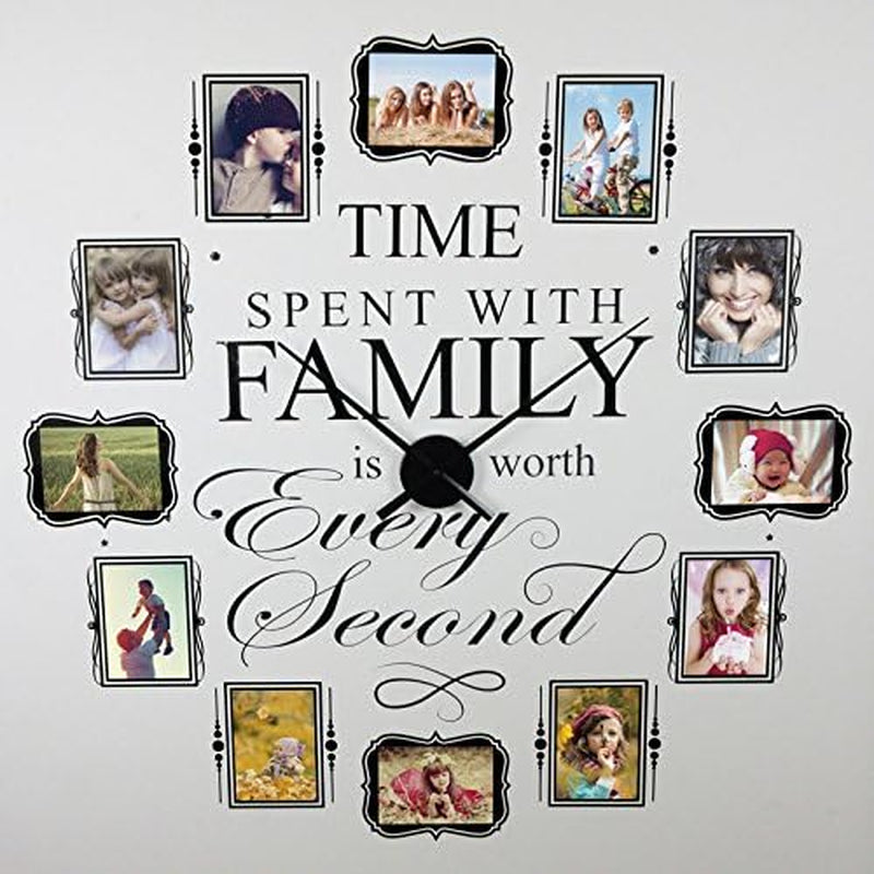 DIY Large 3D Clock Hands Wall Art Decor Quartz Clock Mechanism Accessories (Black)