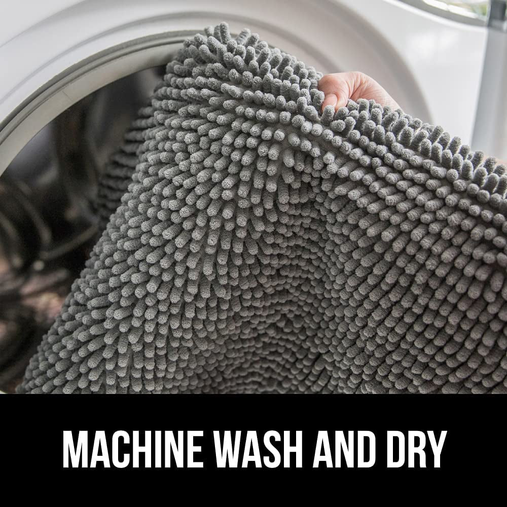 Bath Rug Mat, Thick Soft Absorbent Chenille, Quick Dry Microfiber Mats, Rubber Backing Machine Washable Shower Floor Rugs, Bathmat Runner, Bathroom Home Decor Accessories, 24X17, Grey