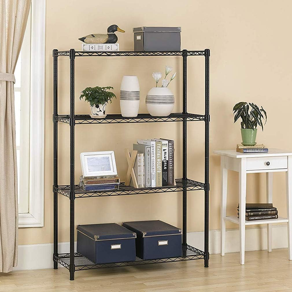 4 Tier Shelving Unit NSF Wire Shelf Metal Large Storage Shelves Heavy Duty Height Adjustable Commercial Grade Steel Utility Layer Shelf Rack Organizer 1000 LBS Capacity -14X36X54,Black