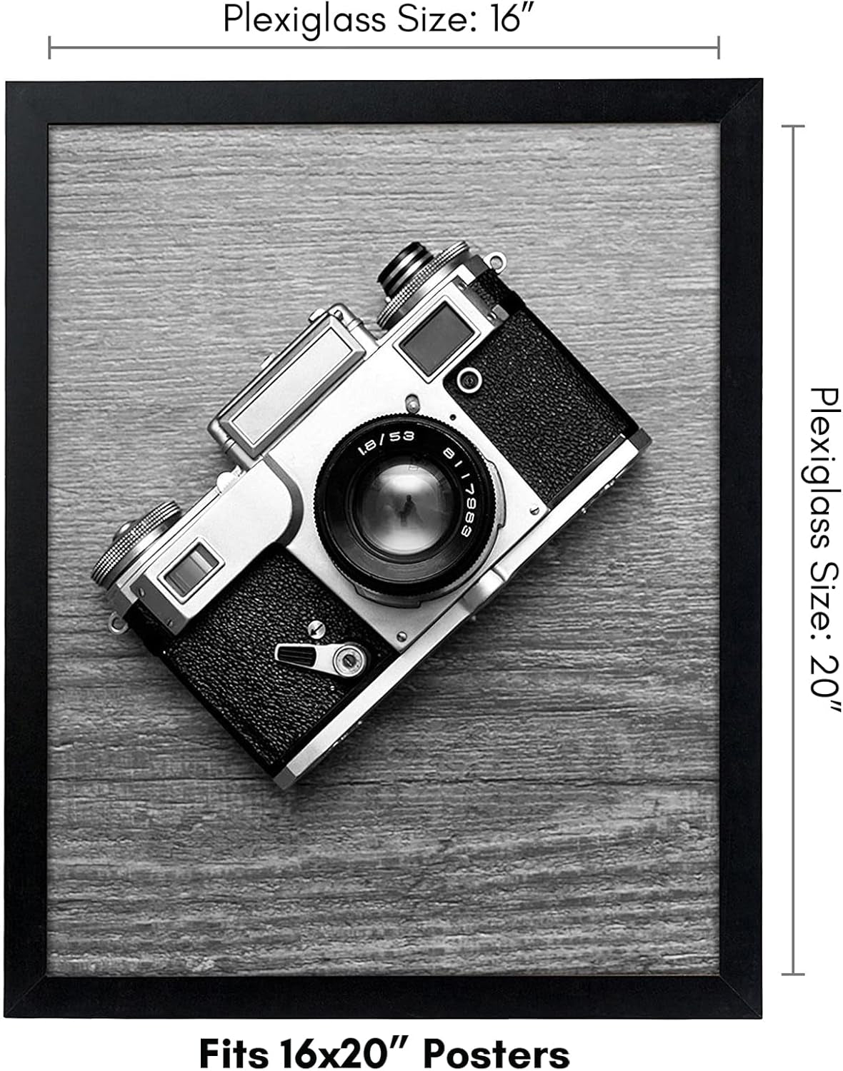 16X20 Picture Frame with Polished Plexiglass - Black Picture Frame - Wide Photo Frames Made of Engineered Wood for Vertical or Horizontal Wall Display - Epic Collection - Black