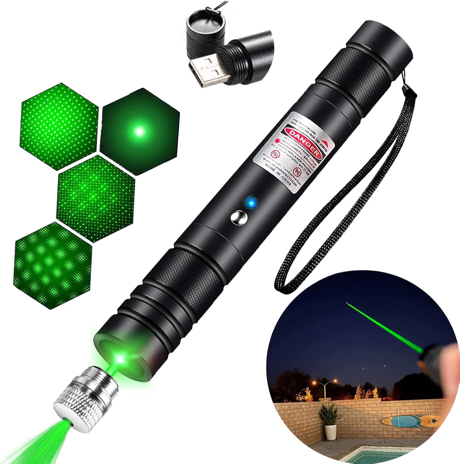 Long Range Laser Pointer, USB Rechargeable Laser Pointer, Suitable for TV, LED, LCD Screen Demonstration and so On.